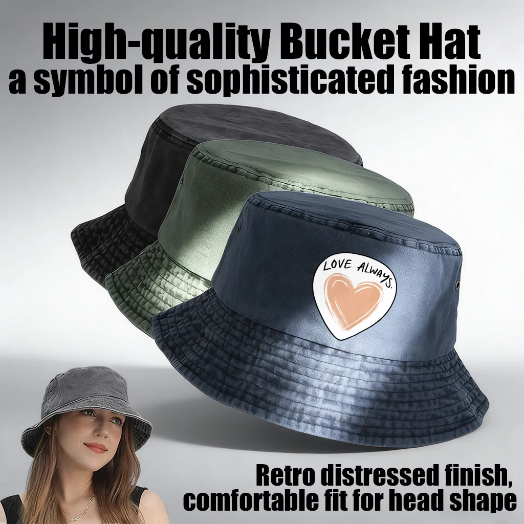 Vintage Distressed Washed Fisherman Hat with Cool Prints, Lightweight and Featuring Ventilation Holes, Available in Multiple Col