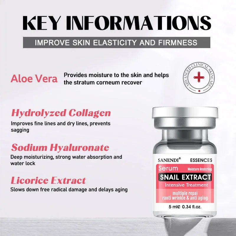 Siero di acido ialuronico con fiala a sei peptidi per il viso Dr Pen SNAIL ACNE Soluzione Riparazione idratante Cura della pelle Scatola coreana da 10 pezzi