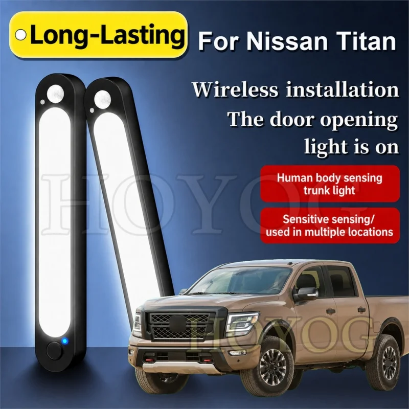 For Nissan Titan 2003-2024 Car Boot Light LED Lamp Motion Sensor Wireless Stick On Trunk Cargo Light Pickup Truck Cargo