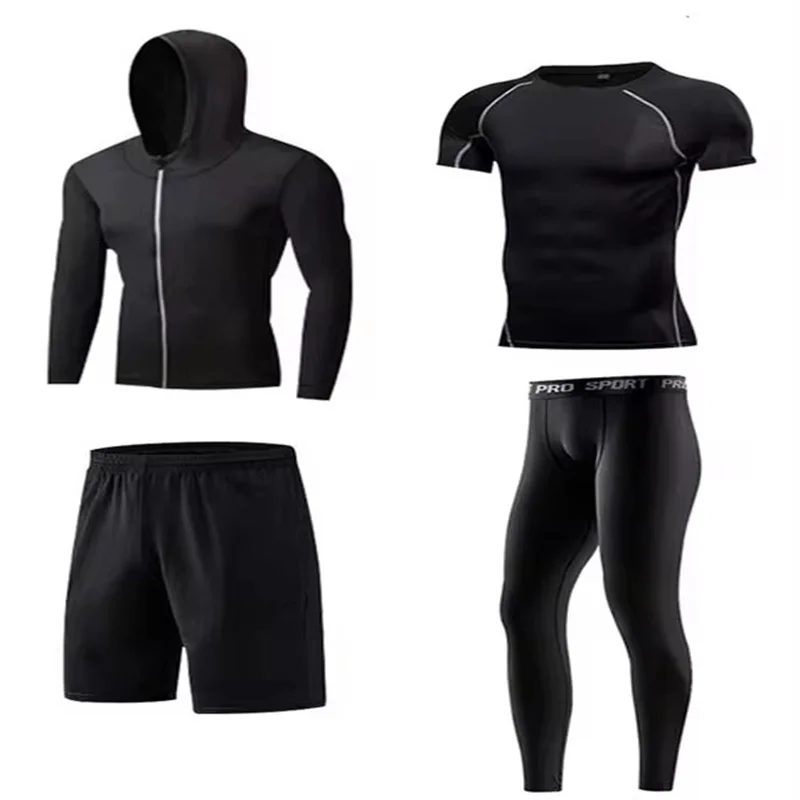 Ensemble de sport réfléchissant pour hommes, ensemble de sport compressif, jogging, entraînement, gym, course à pied
