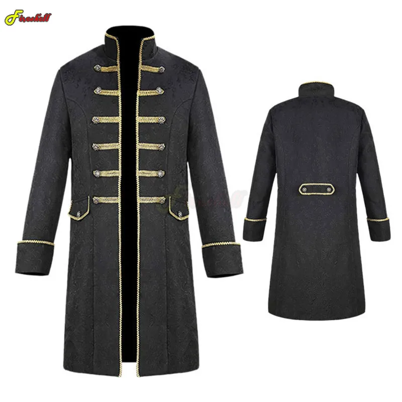 

Men Steampunk Trench Coat Vintage Prince Overcoat Halloween Medieval Renaissance Jacket Victorian Edwardian Cosplay Costume