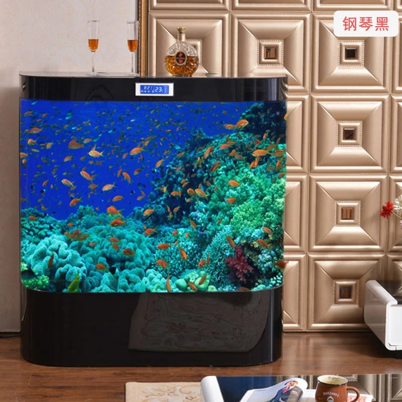 Medium and large glass goldfish tank aquarium living room household ecological water-free one-button drainage