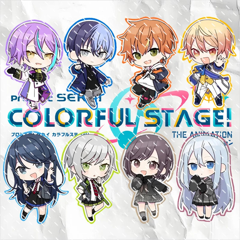 PJSK Project Sekai colorido escenario Len Rin personaje SD llavero de dos caras colgante accesorios Cosplay llavero acrílico