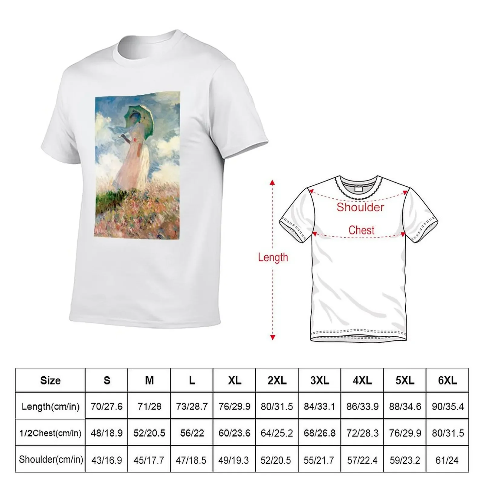 Woman With A Parasol By Claude Monet T-shirt hippie clothes quick drying Men's cotton t-shirt