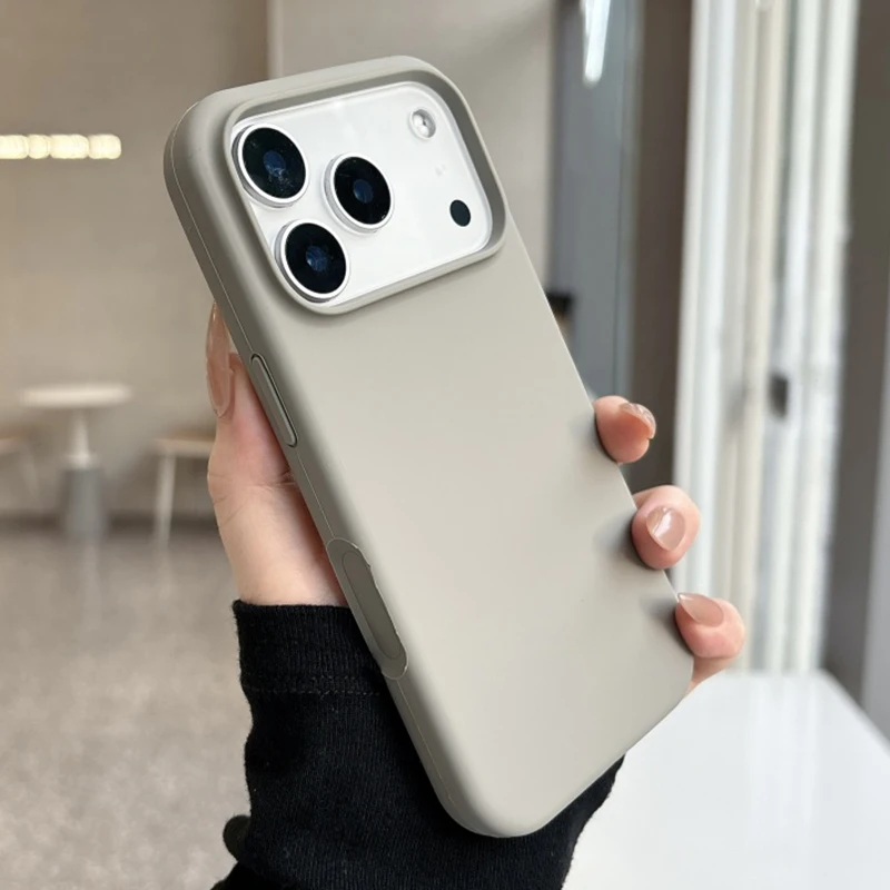 Genuine Camera Control Button Liquid Silicone Phone Case for iPhone 17 16 Pro Max Air Titanium Gray Shockproof Soft Back Cover