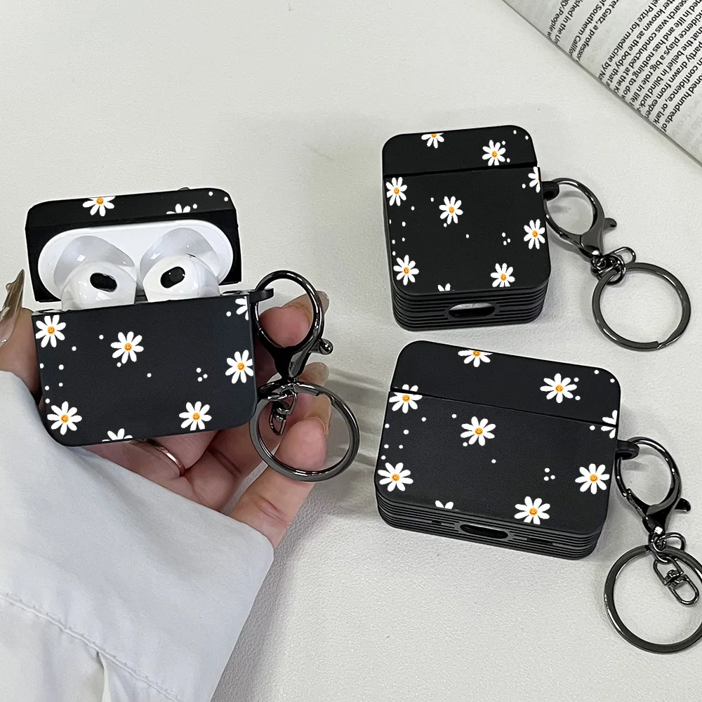 Cute Daisy Pattern Earphone Cases for Airpods Pro 3/Pro 2/Pro Headphones Cover Protective Case For AirPods 1/2/3/4 with Keychain