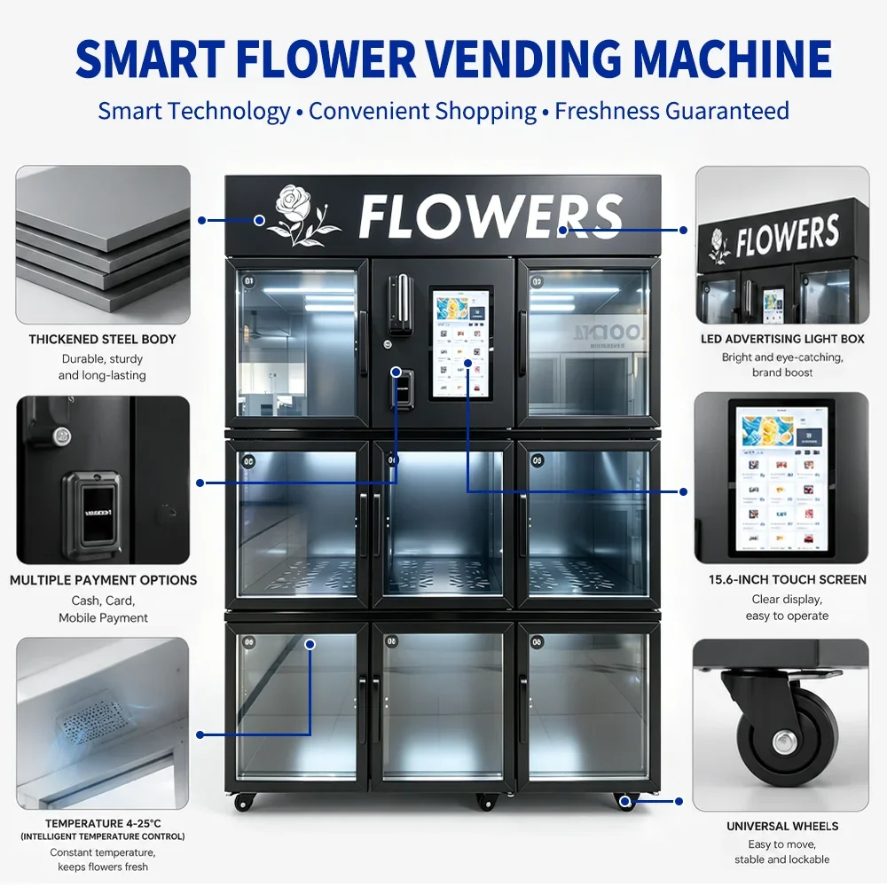 Large Capacity Refrigerated Cup Cake Vending Machine Touch Screen Automatic Self Service Cupcake Vending Machine
