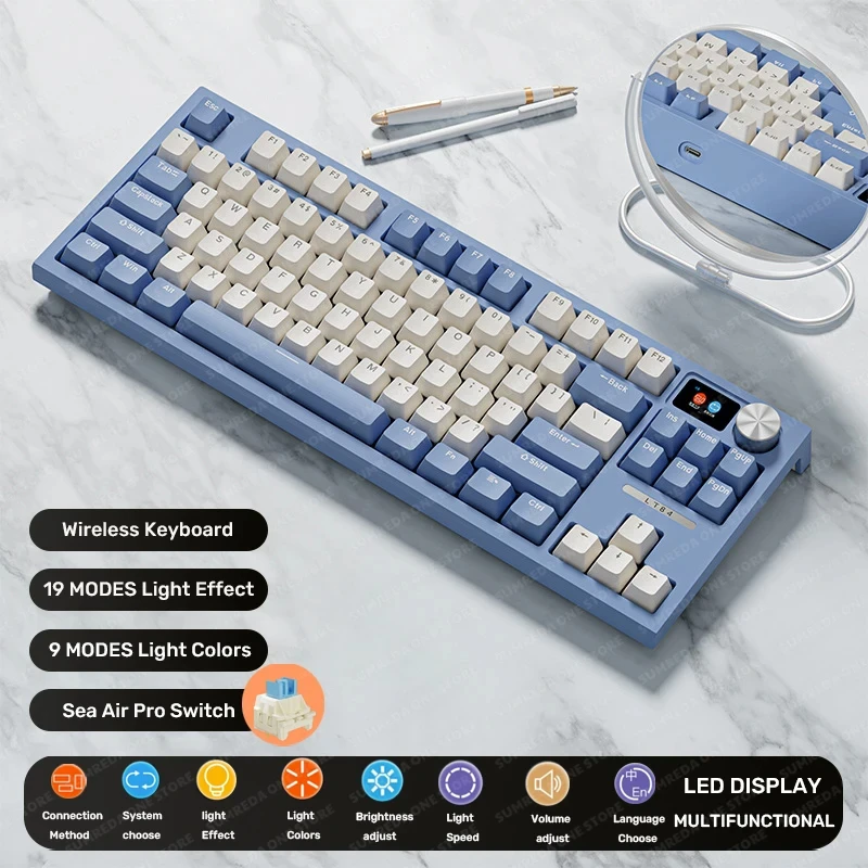 Langtu LT84 Mechanical Keyboard 84 Keys Full Non-impact RGB Backlit Wireless Wired Gaming Keyboards Hot Swap Keyboard For Gamers