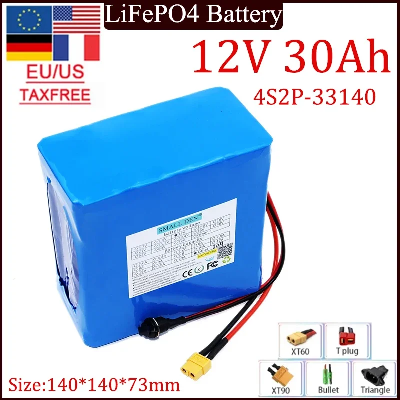 

4S2P 33140 Lifepo4 Battery Pack 12.8V 30Ah with 4S 40A Balanced BMS for Electric Boat and Uninterruptible Power Supply 12V