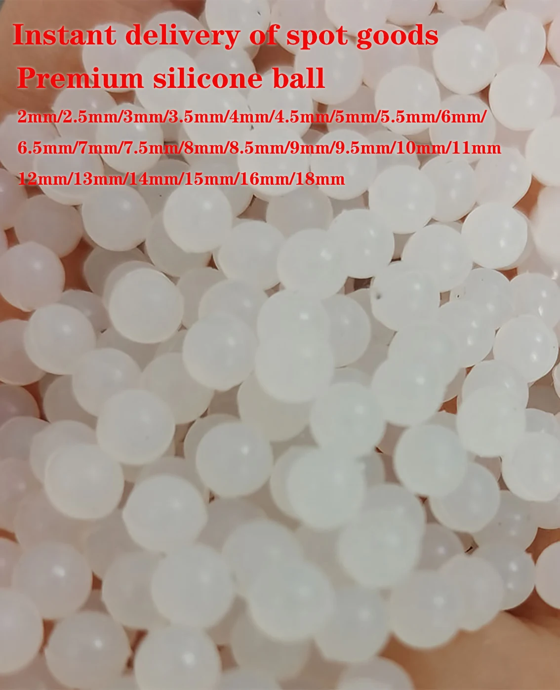 

100Pcs White Round Solid Silicone Ball Sealing Silicone Ball Industrial DIY Parts Diameter 2/2.5/3/3.5/4/5/5.5/6/6.5-18mm