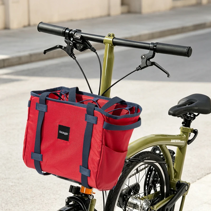 10L Mini Front Basket Pouch Heasygo Aluminum Mount Quick Detach Handbag for Brompton Folding Bike Daily Commute