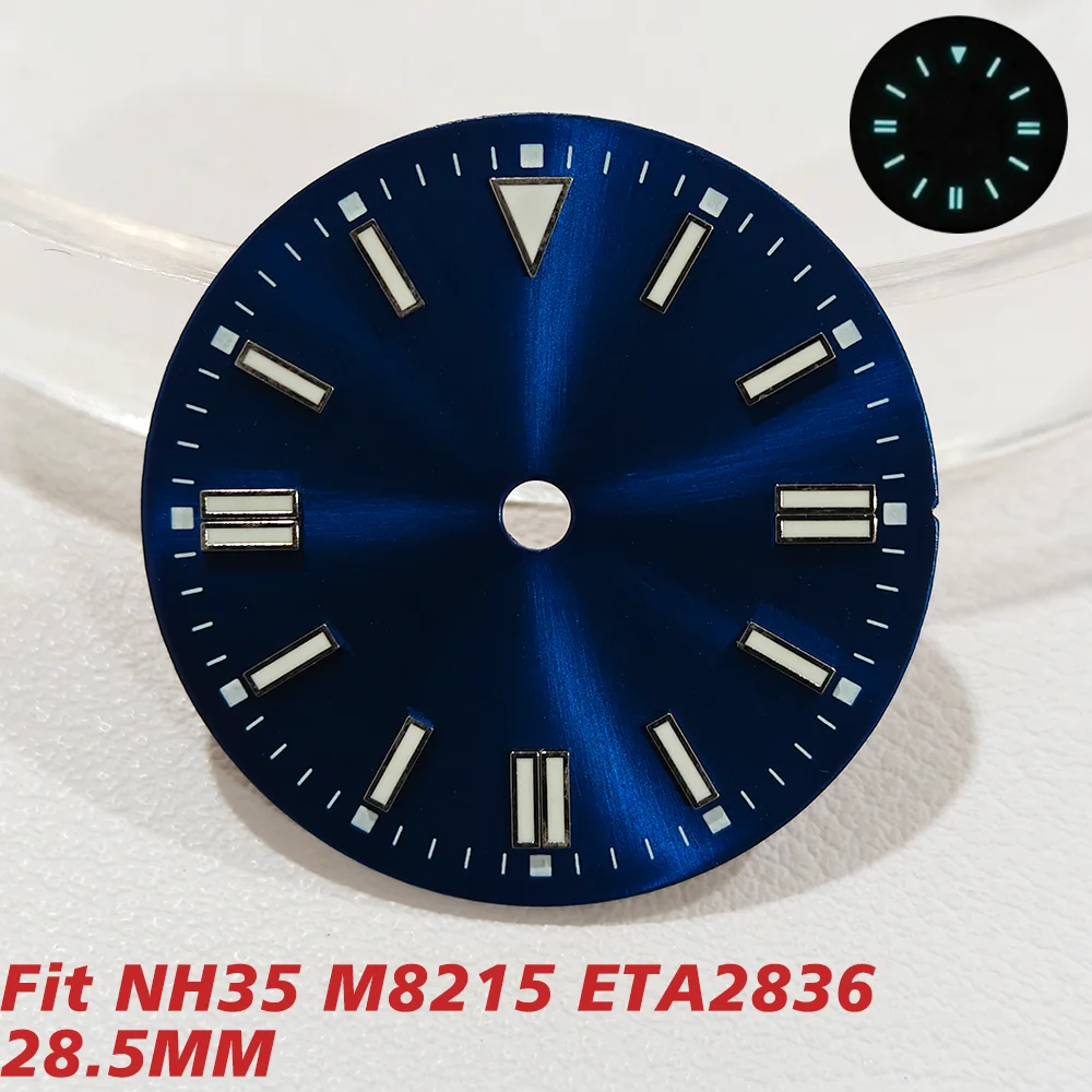 

For NH35 Miyota8215 ETA2836 Watch Dial 28.5mm blue green Luminous with calendar Green Pink Black Orange Blue Accessories