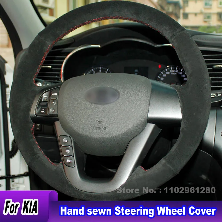 

Hand-sewn Non-slip Soft Suede Steering Wheel Cover For Kia K5 2011 2012 2013 Optima Car Interior Accessories