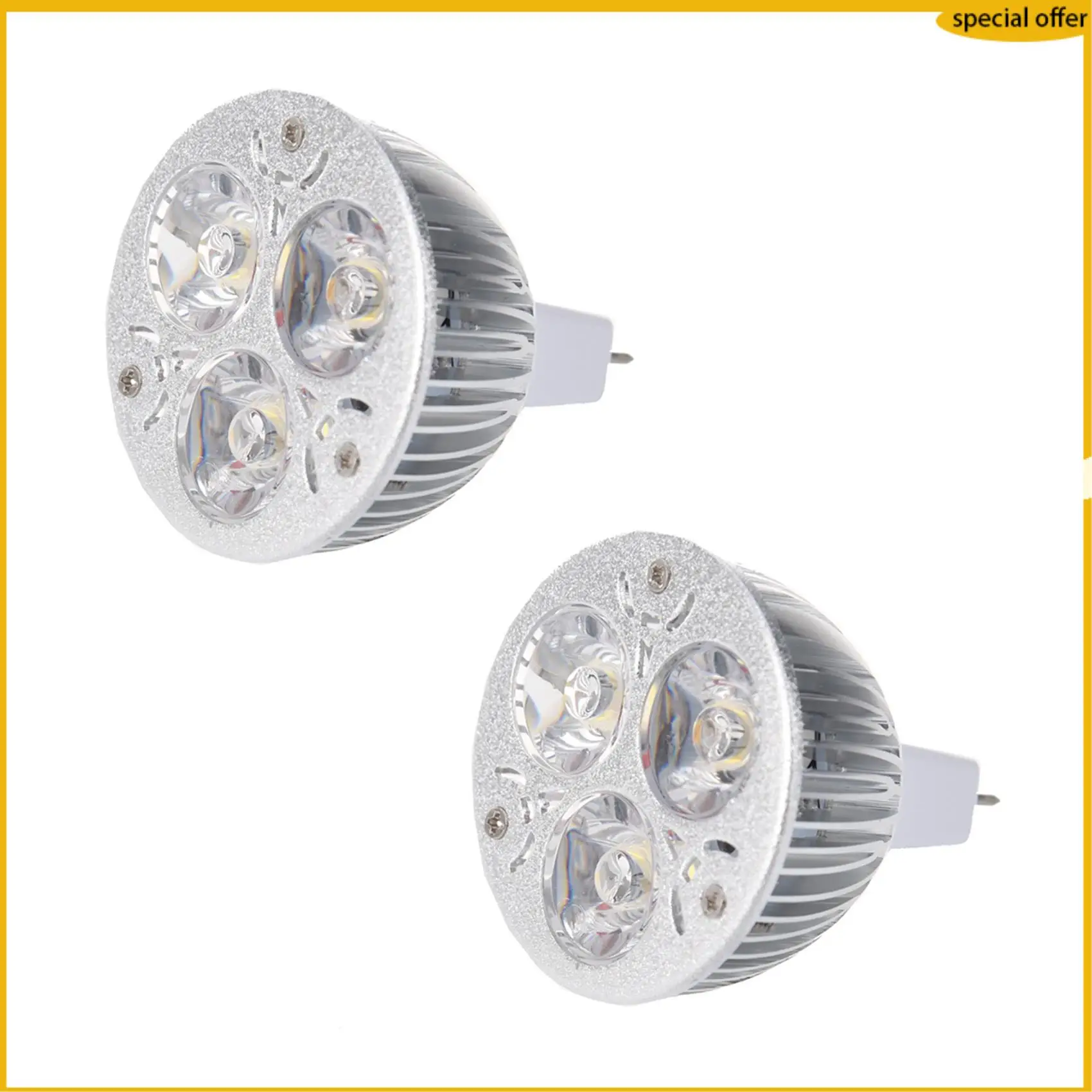 A50I 2X 3W 12-24V MR16 Warm White 3 LED Light Spotlight Lamp Bulb Only