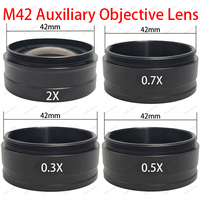 0.3X 0.5X 0.7X 1.5X 2X Objective Barlow Objective Lens M42 Threaded Interface For 180X 200X 300X Industrial Microscope Camera