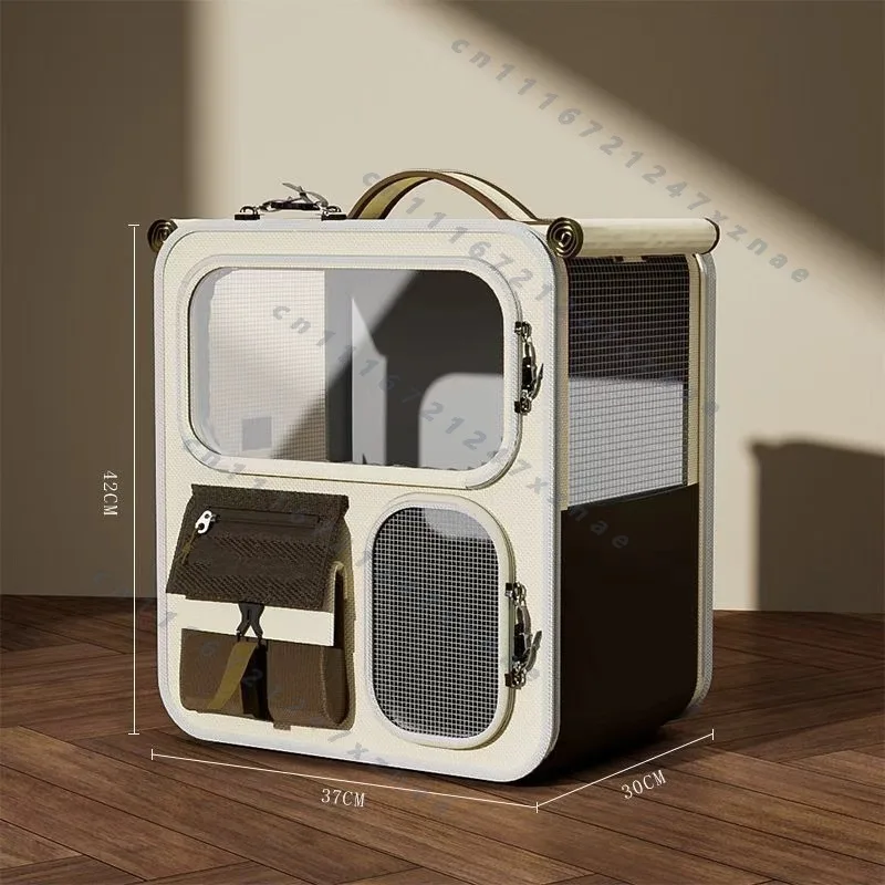 Large Capacity Cat Carrier Suitcase Multi-Cat Pet Portable Multi-Function Wheel Trolley Case Transparent Backpack Breathable