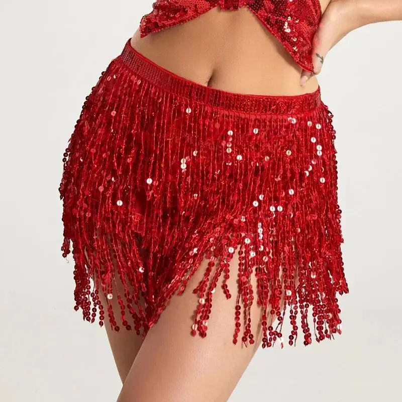 sexy-sequins-tassel-dancewear-skirt-women's-clothing-jupe-double-layer-cowhide-material-spring-summer-season-brand-product