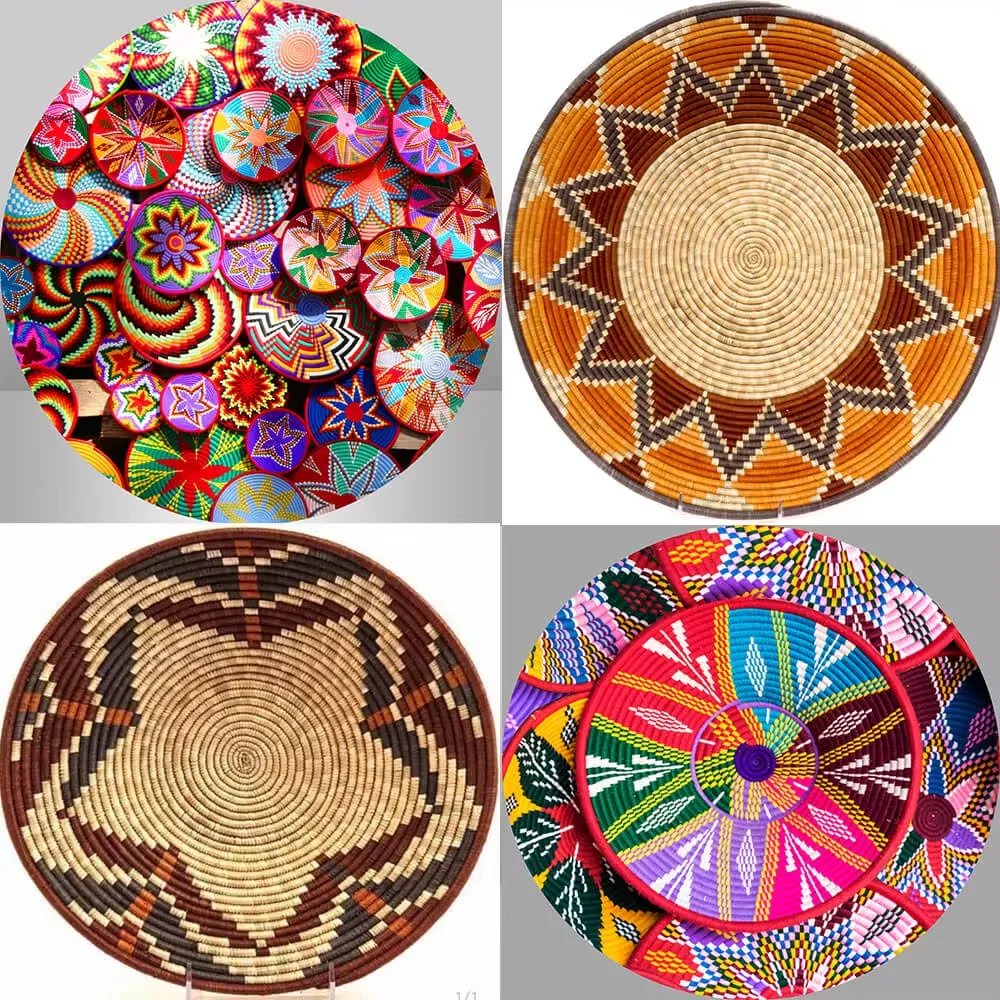 Mehofond Traditional Ethiopian Floral Round Backdrop Africa Colorful Basket Circle Background Mexican Birthday Party Decoration