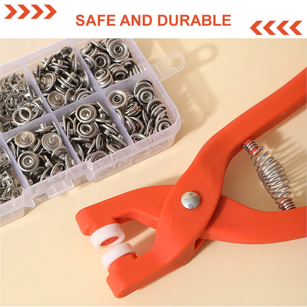 Plier Tool+Metal Sewing Buttons Hollow Solid Five-claw Buckle Metal Snap Buttons for Installing Clothes Craft