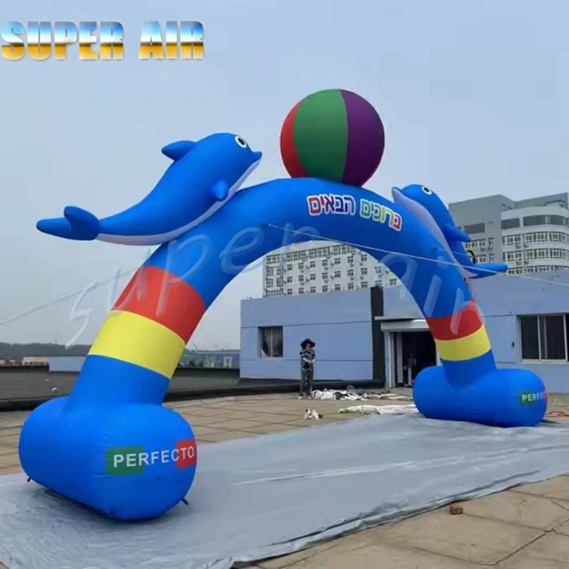 Super Air Außenwerbung Dekoration aufblasbarer Delphinbogen für Aquarien