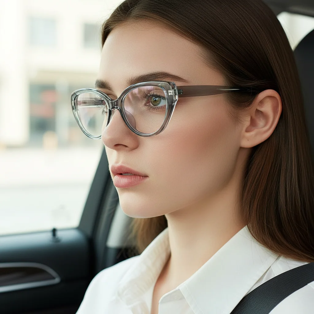 Cat-Eye-Brille mit kleinem Rahmen, neue trendige, flache Brille für Männer und Frauen, zum Autofahren, Brille8003