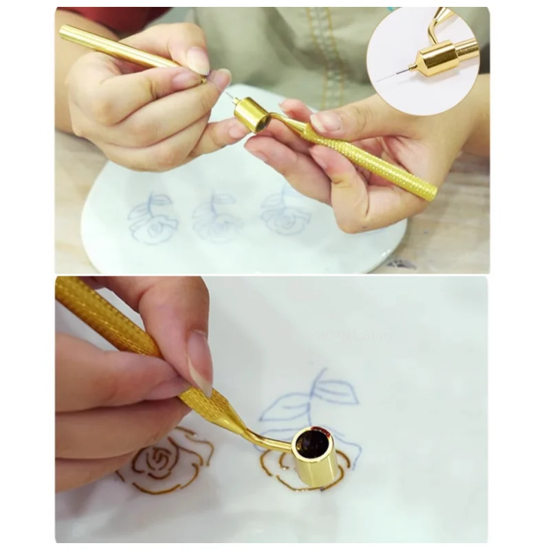 Keramik Pigment Zeichnung Goldene Stift 0,3/0,5/0,7mm Flüssigkeit Schriftsteller DIY Keramik Malerei Färbung Glattes Schreiben keramik Werkzeuge – Detail 8