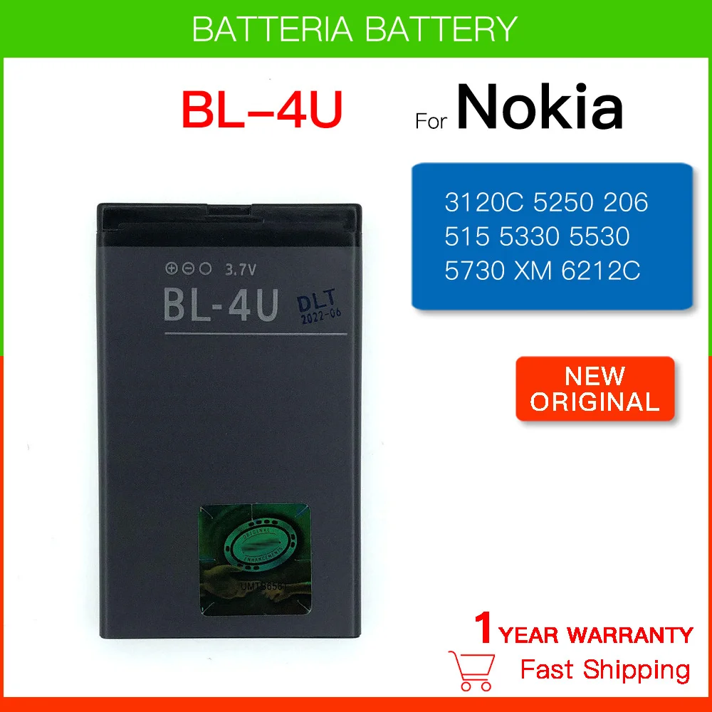 Original Replacement battery BL-4U BL 4U For Nokia 206 515 5250 5330 XpressMusic 5730 C5-03 E66 Asha 300 500 8800 phone Battery