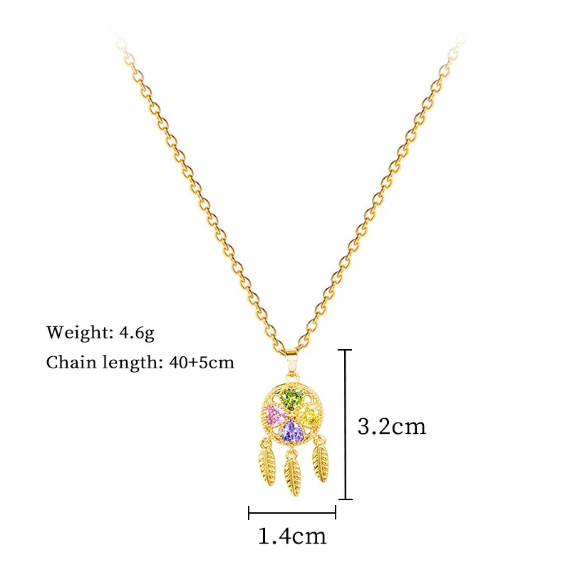 القلائد الملونة الزركون البرسيم زاك للنساء الفتيات محظوظ الفولاذ المقاوم للصدأ سلسلة قلادة مجوهرات اكسسوارات هدايا