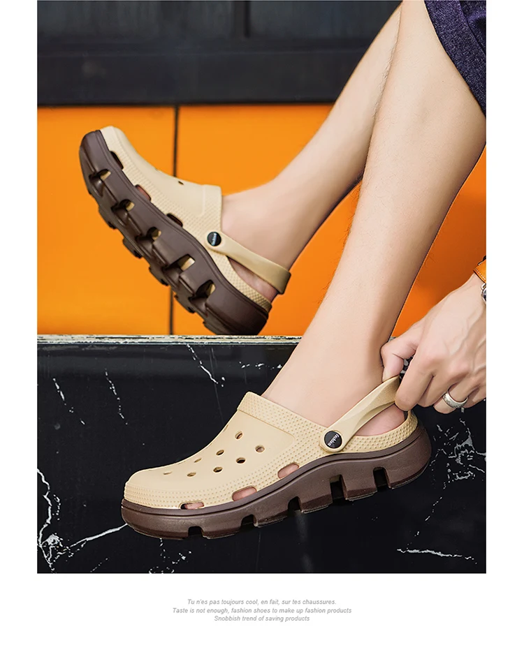 Men EVA Clogs Breathable Hole Sandals Lightweight Non‑Slip Soft Sole Summer Casual Slippers For Outdoor Street Beach Garden Shoe