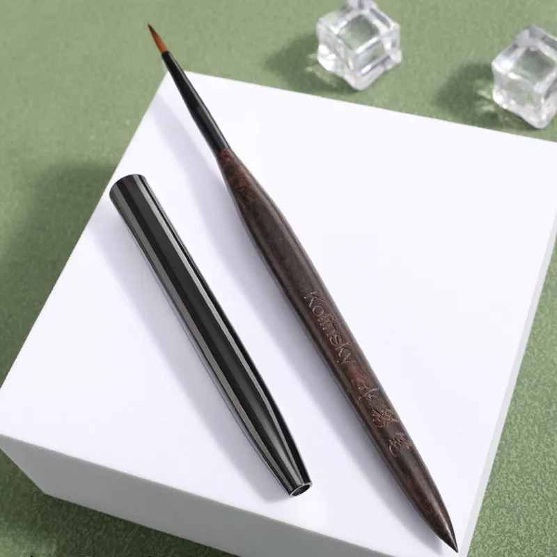 1/2개입 샌달우드 핸들 콜린스키 네일 라이너 브러쉬 네일 페인팅 펜 아크릴 UV 젤 브러쉬 크리스탈 매니큐어 도구 네일 브러쉬