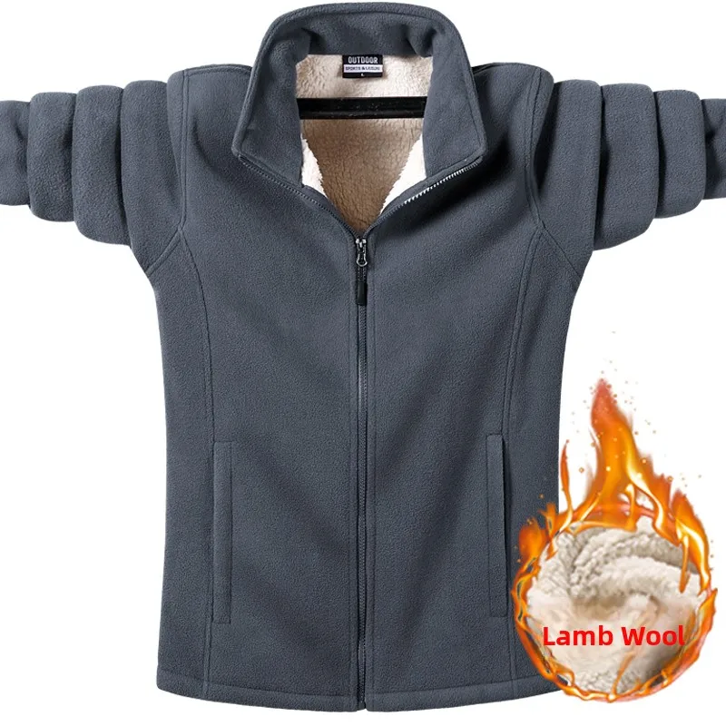 

Lamb Velvet Jacket Men's Initial Spring Fleece Lined Cardigan Fleece Sweatshirt Sporty Middle Aged And Elderly Spring Autumn ...