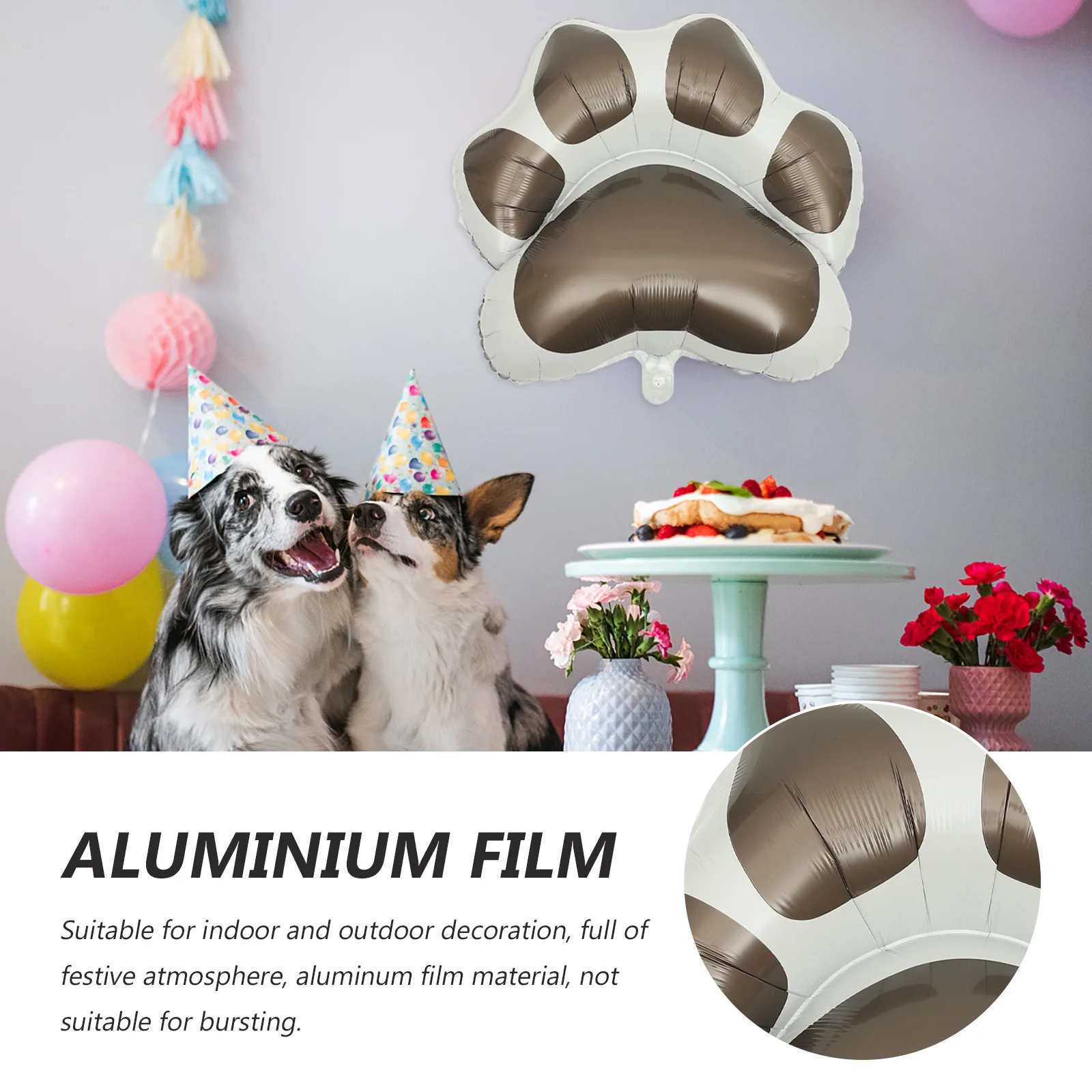 2 Pcs Green Balloons Dog Paw Foil Decorative Party Shaped Grey Favors Cartoon Inflatable