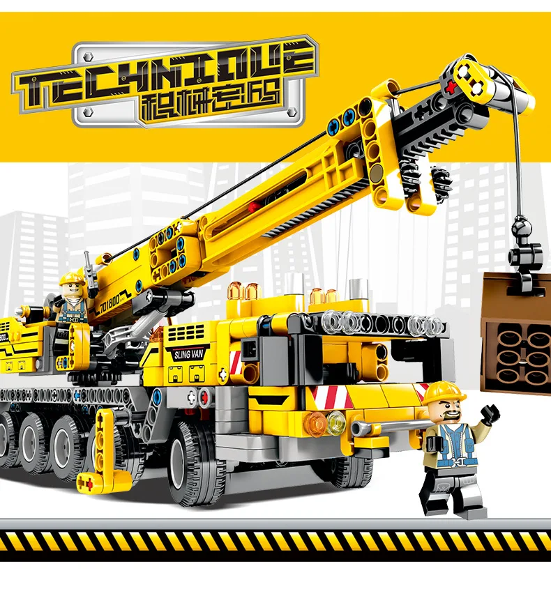 Bloques de construcción de grúa de madera profesionales para niños, camión de ingeniería técnica, juguete DIY, juego de construcción educativa, regalo para mayores de 6 años