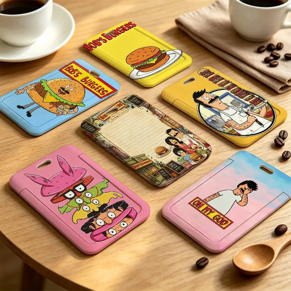 B-Bobs Burgers Cartoon Funny Clear Window ID Card Holder, Business Badge Holder With Neck Lanyard, Office Work Permit Card Cover