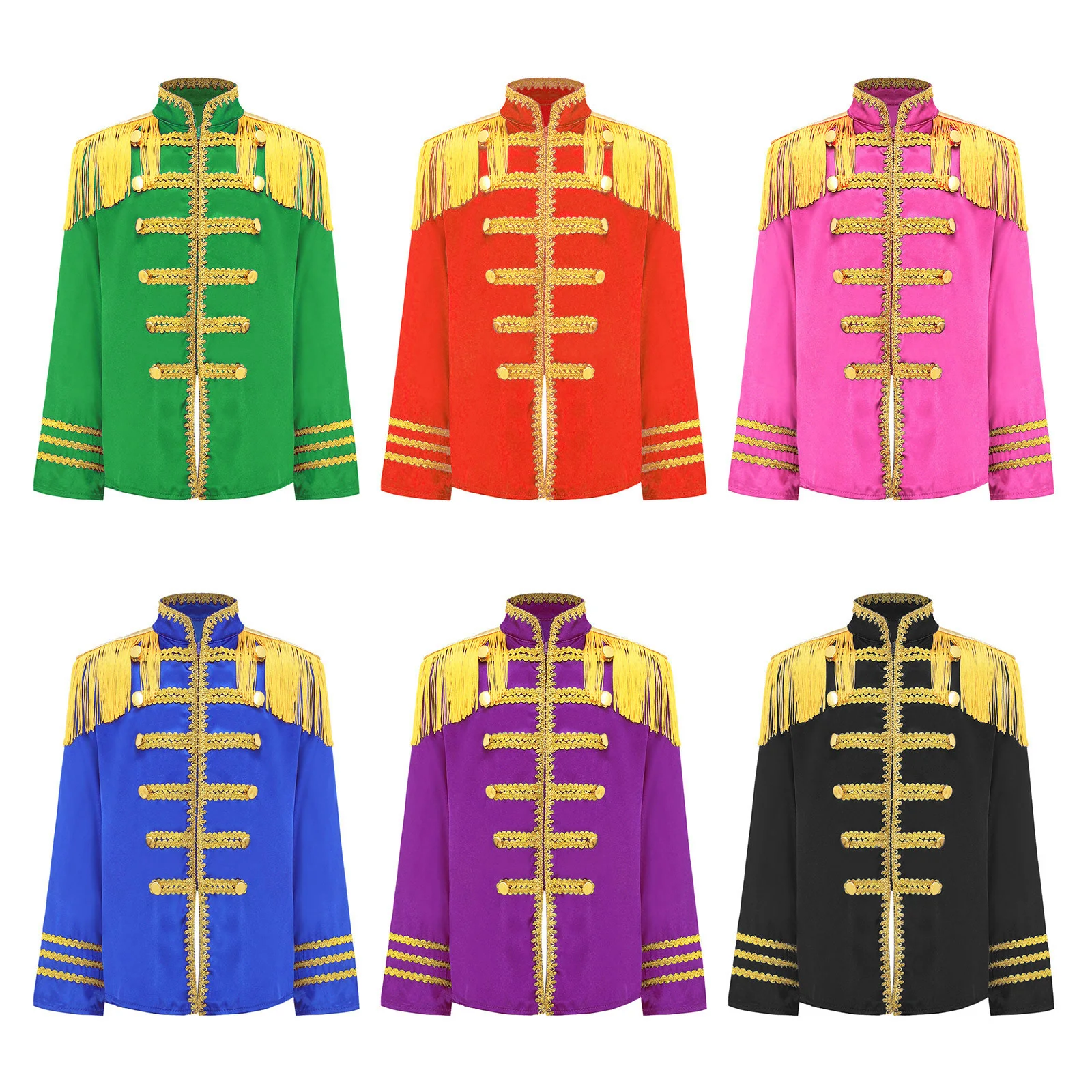 Kids Boys Girl Medieval Hippy Costume Marching Band Rock Coat Cardigan Musician Cosplay Jacket Halloween Sergeant Pepper Uniform