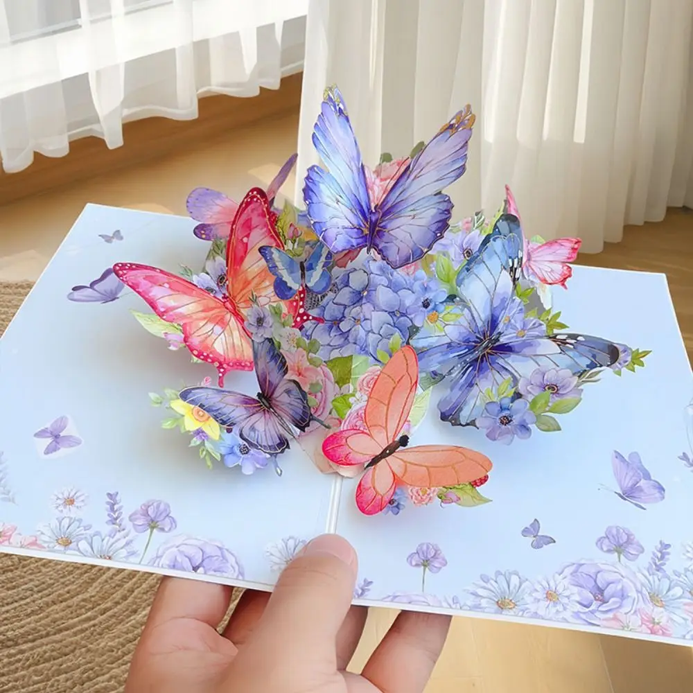 Beautiful Wishing 3D Butterfly Greeting Card Colorful Handmade Teachers Day Cards Paper Creative Gratitude Card Birthday