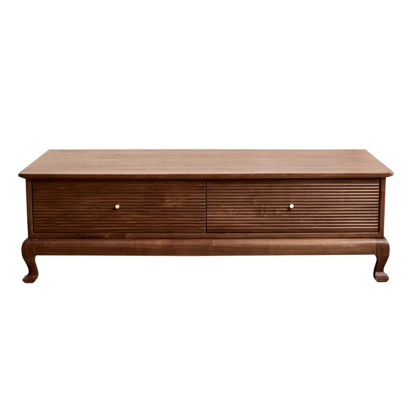 black walnut solid wood coffee table living room home low table Nordic TV cabinet combination floor rectangular tea table