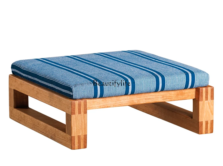 Cherrywood Log Low Stool Solid Wood Bench Tatami Wooden Step