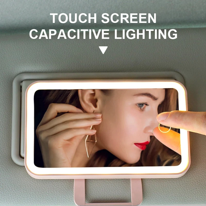 Car Interior Mirrors Sun Visor Plate LED Makeup Mirror for Girls Women Rechargeable Fill Light Universal Vanity Mirror