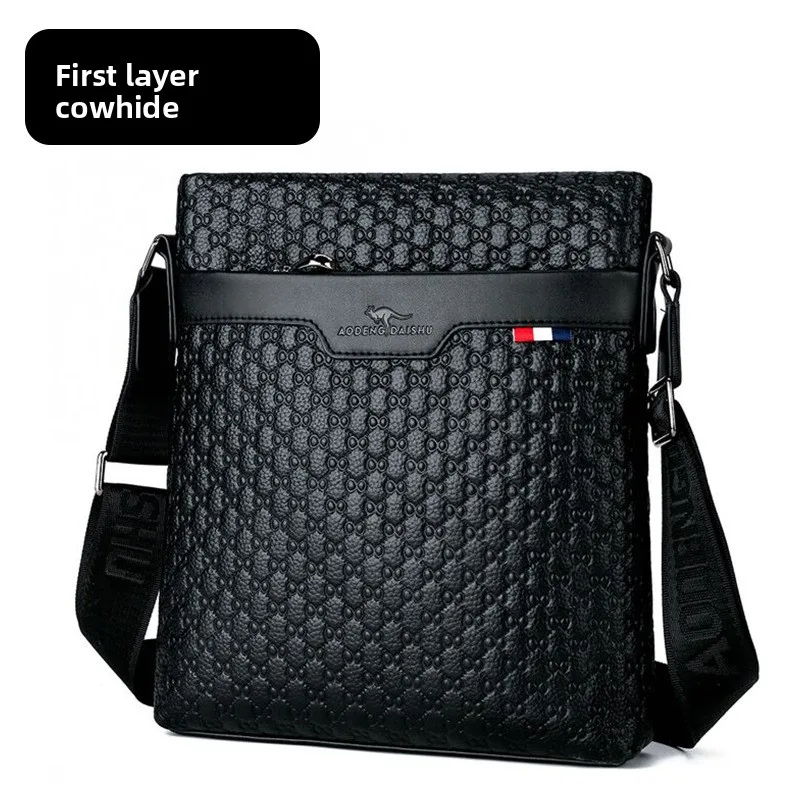 

Men's Single Shoulder Crossbody Embossed Small Square Bag for Business Travel Large Capacity Backpack