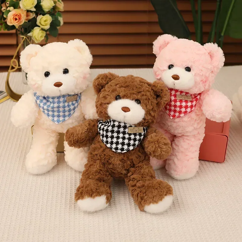 New 3 Colors  Bear Plush Toys Pillow Stuffed Animal Comfort Soft Bear Dolls Cartoon Anime Toy Kids Birthday Christmas Gift