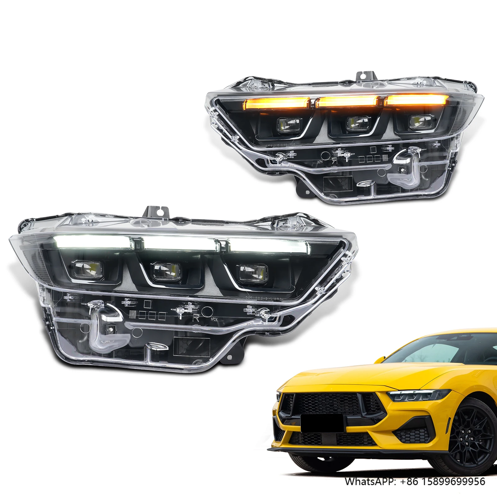 

Archaic LED Lighting Assembly Front Lamp Plug and Play Black 3U Headlamp for Ford Mustang Head Lamp 2024 + Headlights OEM Style