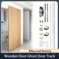 Hidden Wooden Door Ghost Door Track Hardware Sliding Door Slide Rail Kit 80kg Load Bearing, for Door Widths 700mm-1500mm