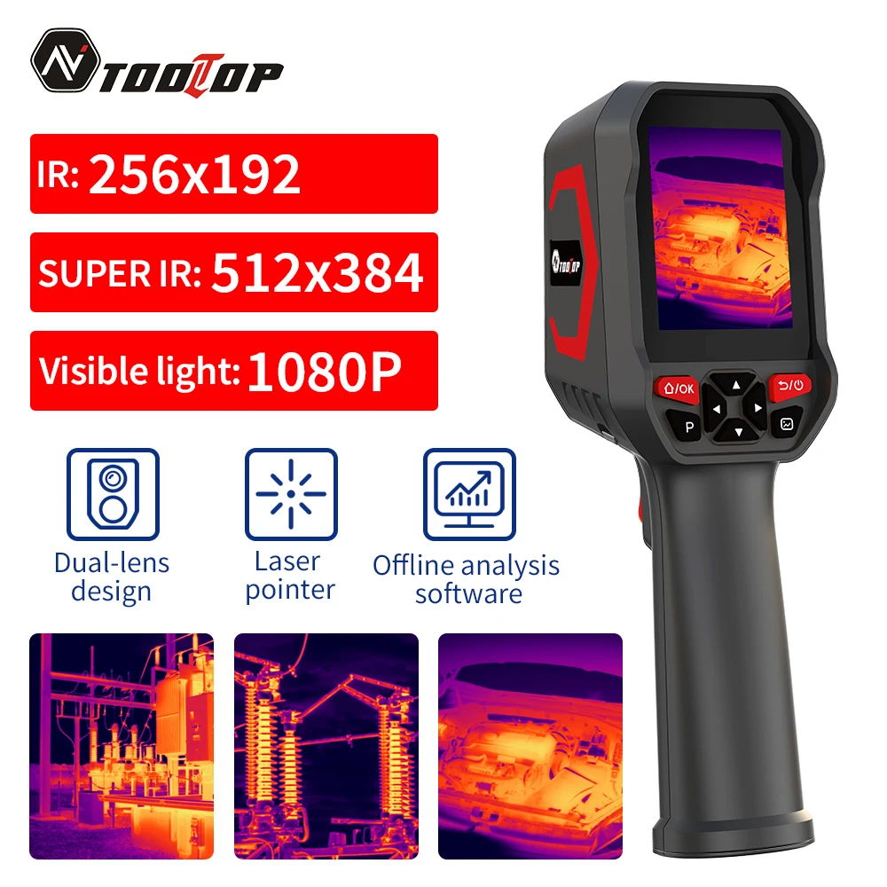 Professional Thermal Imaging Camera 256*192 Real Time Infrared Visible Thermal Imager PCB HVAC Test -20℃~550℃ Laser Pointer