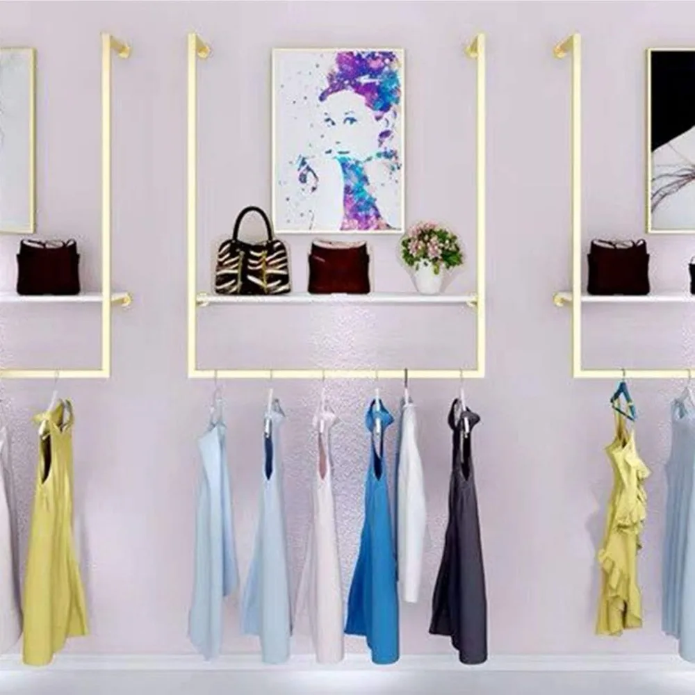 

Clothing Store Simple Wall Mounted Metal Display Rack, Window Hanging Garment Racks, U-shaped Shelf, Wedding Dress Organization,