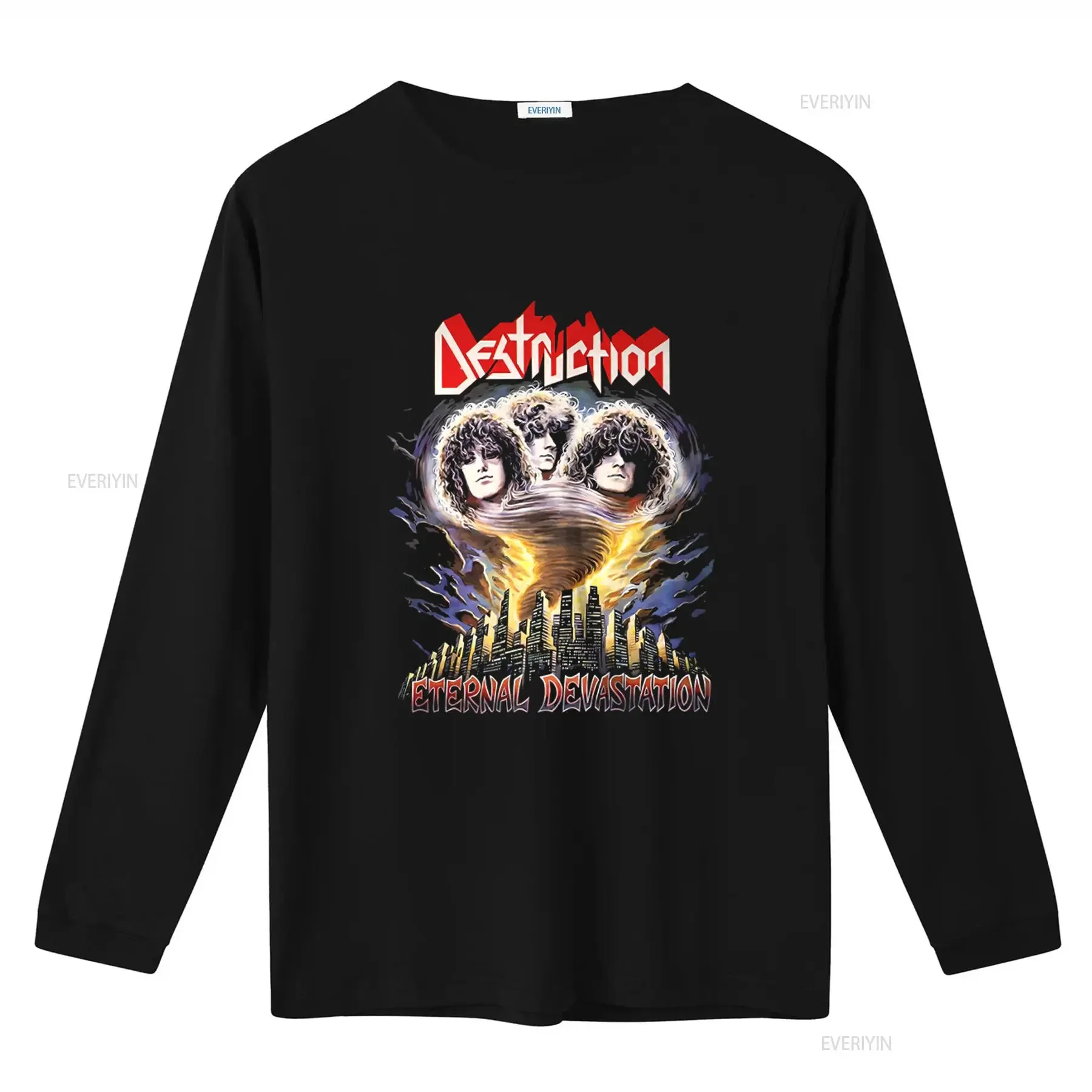 Men's Destruction Eternal Devastation T Shirt Medium Black Rock Band Inspired Design vintage Washed Slightly graphic Casual