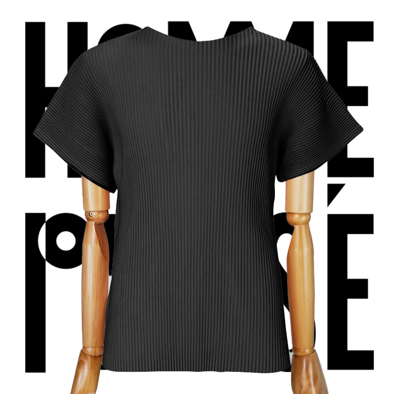 Pleats 2024 Pleated Original T-Shirt Summer Men's Classic Pleated Short Sleeve Round Neck T-Shirt Tee Men's Casual Clothing