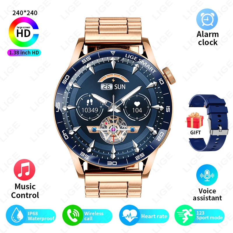 Origineel LUIK Smart Watch Draadloos bellen Weersverwachting Magnetisch opladen Waterdichte muziekbediening Heren smartwatch Android IOS