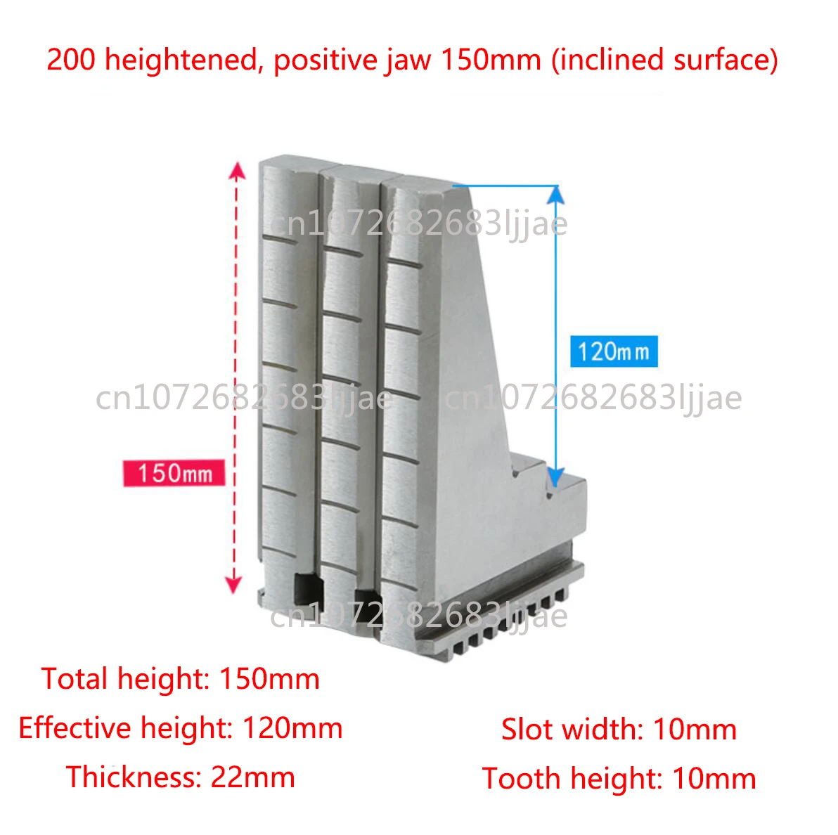 

Reinforced, heightened, positive jaw, extended, positive jaw, K11 200 250 three-jaw chuck jaws, inclined plane