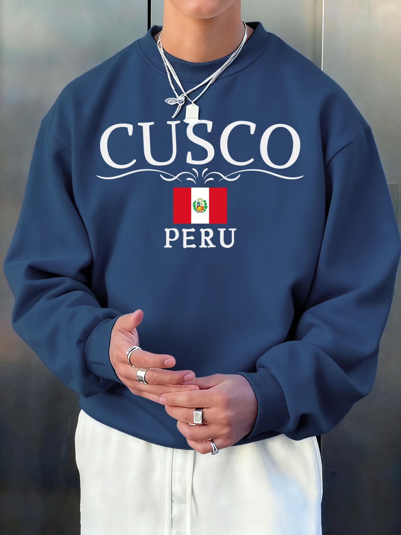 

Cusco Peru дизайн букв и флага толстовка мужские осенние пуловеры больших размеров повседневная флисовая одежда универсальная уличная одежда с круглым вырезом